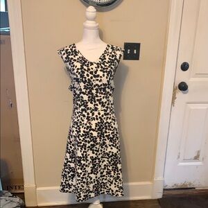 Talbots Black and White A-Line Sleeveless 
V-neck Midi Dress